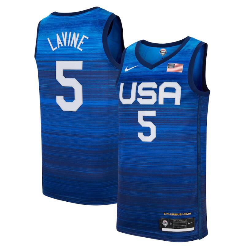 2021 Olympic USA #5 Lavine Blue Nike NBA Jerseys